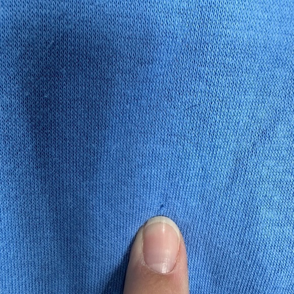 H&M blue Fleece lined Cropped Crewneck Pullover Sweatshirt drawstring waist sz L - Picture 3 of 5